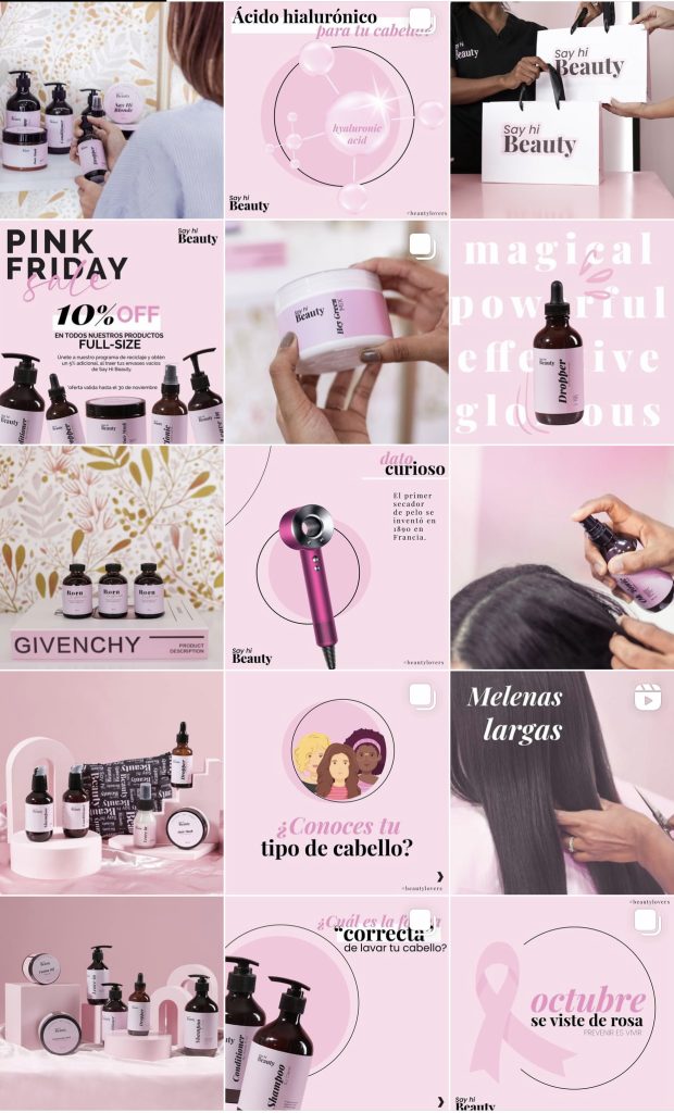 social media content creation for beauty haircare brand instagram feed